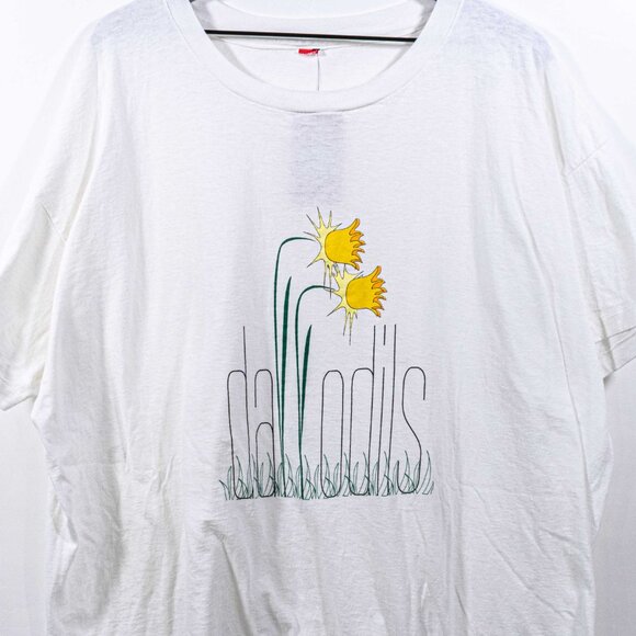 Daffodils Flower Art T-Shirt Hanes XXL VTG 70s 80s Grunge Retro Hipster - Picture 2 of 7